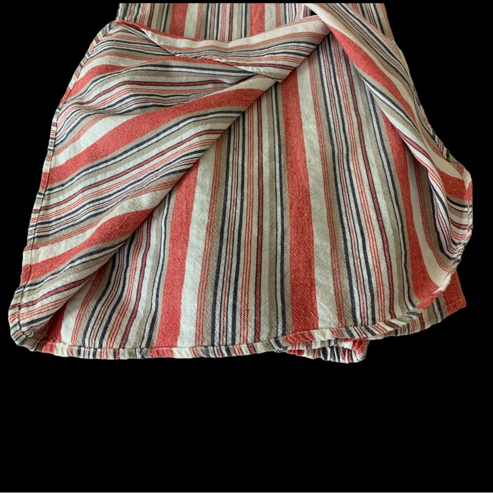 Bobi Los Angeles Red Striped Open Front Slit Wide Leg Linen Like Pants Small NWT - Picture 4 of 6